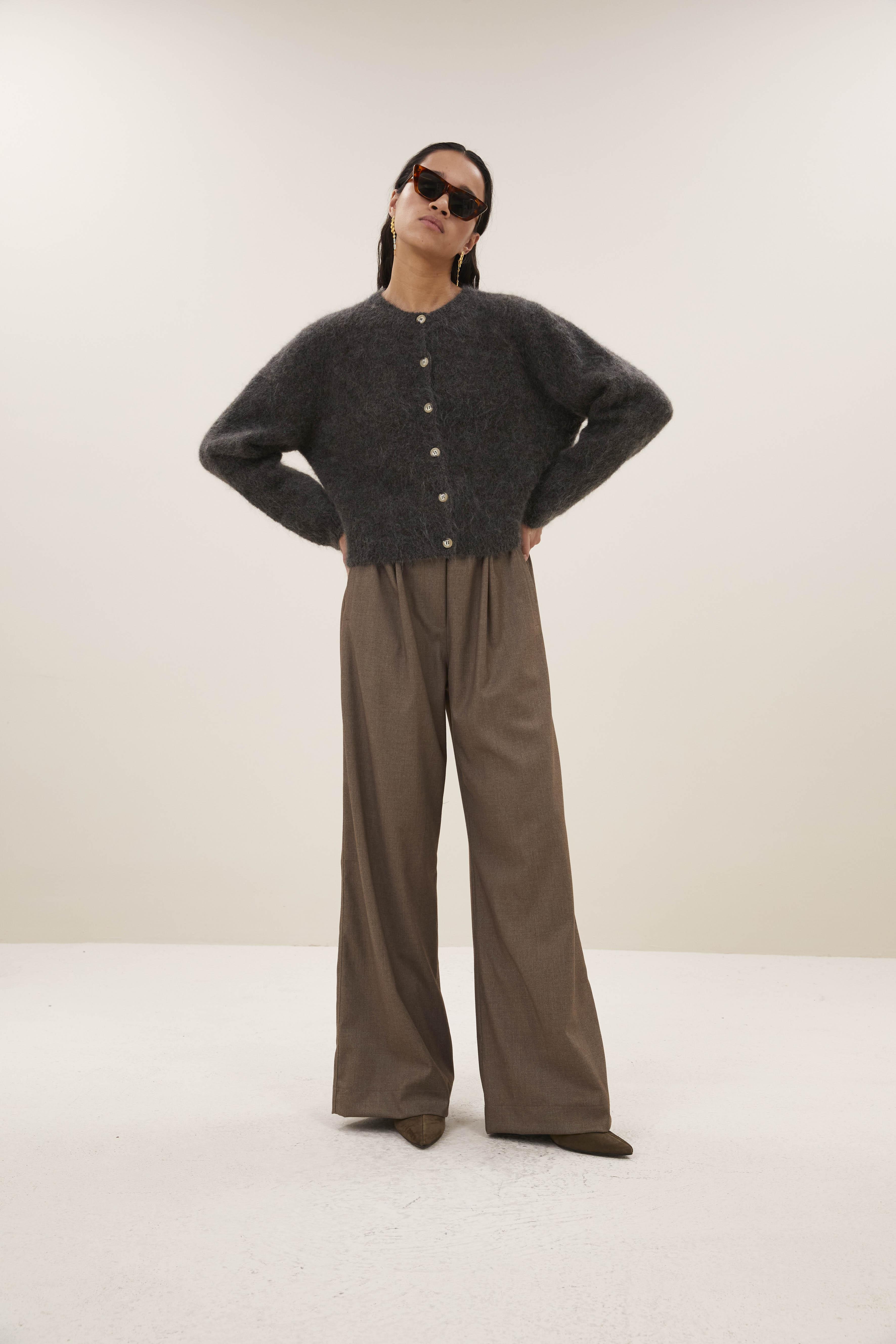 By-Bar Vasile Cardigan Moss Brown Damen Strickjacke Mohair braun